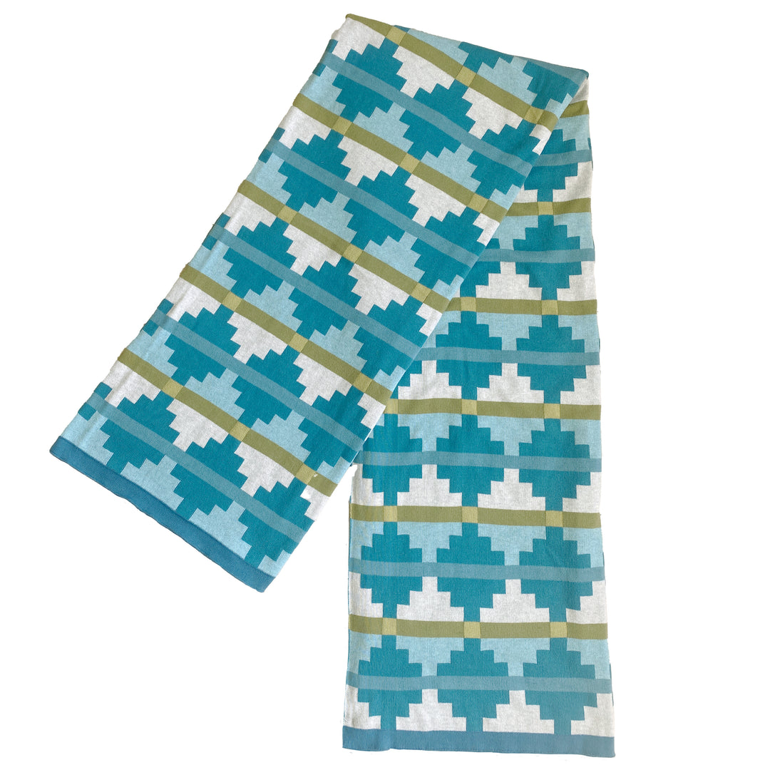 Alf Blanket Blue, soft jacquard knitted cotton